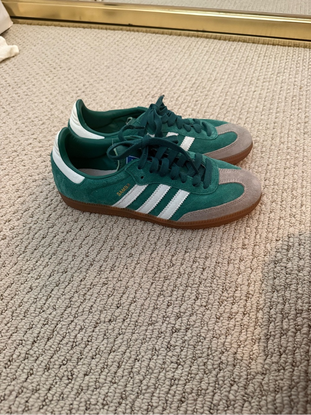 adidas Green and White Low-Top Leather Sneakers
